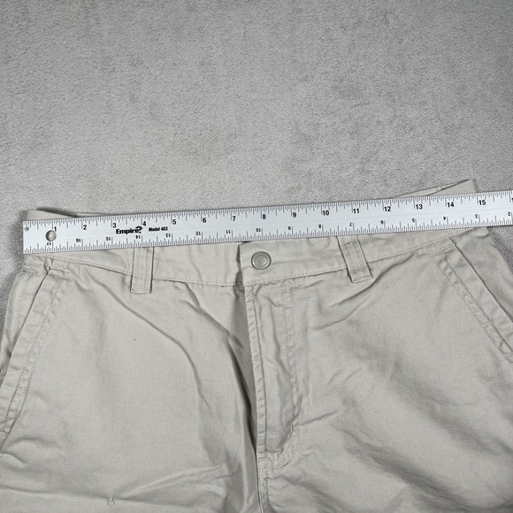VTG Columbia Cargo Shorts Women's 10 Ivory 100% Cotton Zip-Fly Snap‎ Button - Picture 9 of 10